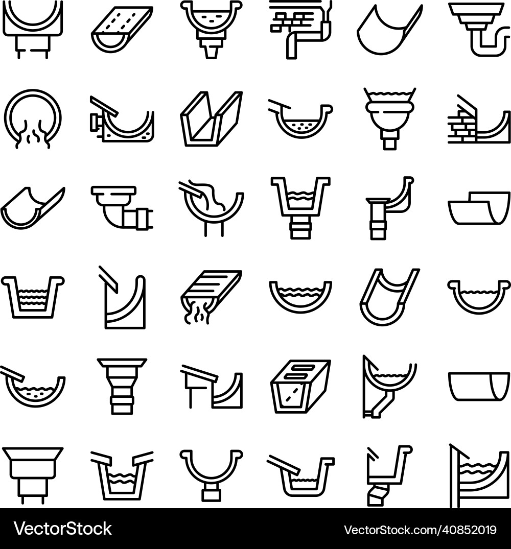 Gutter icons set outline style Vector Image
