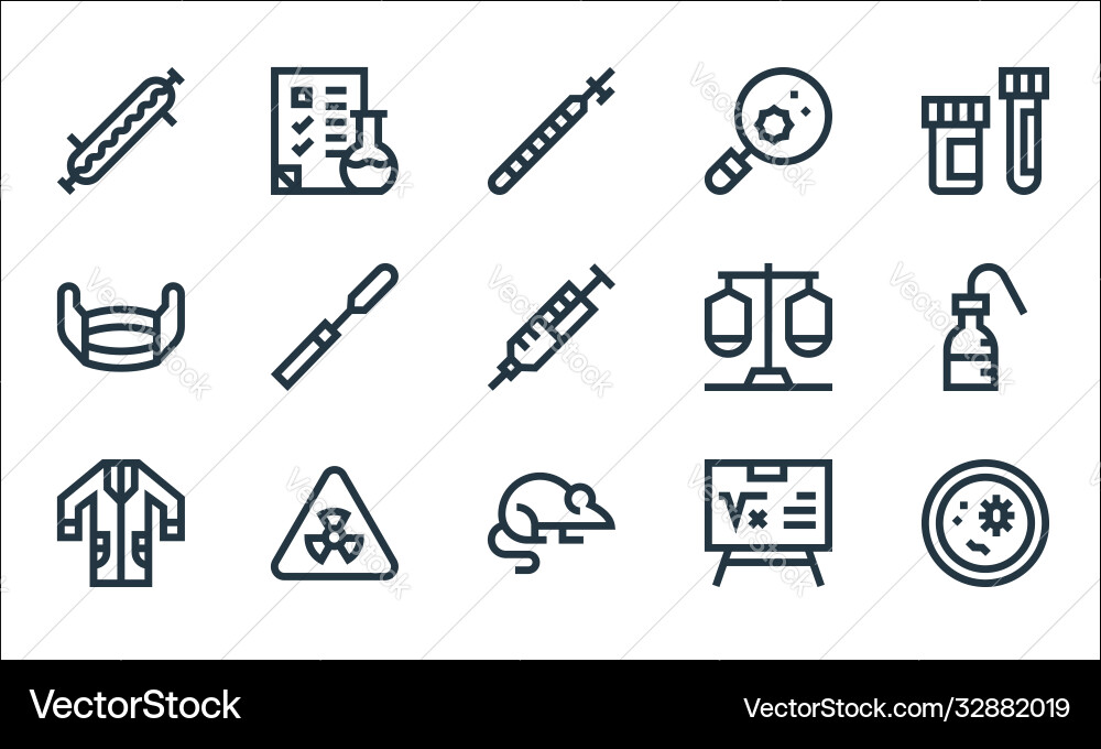 Laboratory line icons linear set quality Laboratory line icons linear set quality vector image