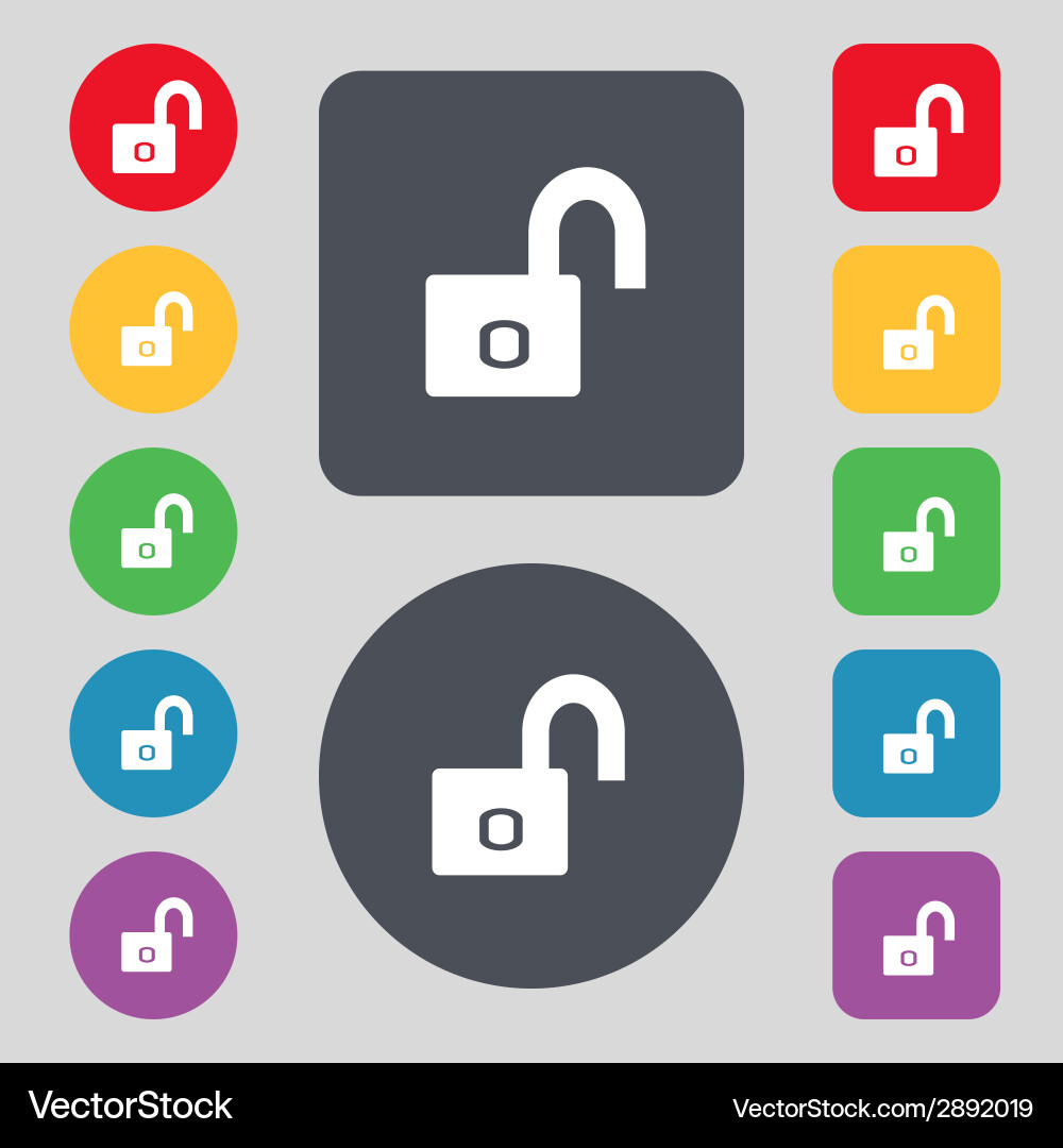 Lock sign icon locker symbol set color buttons vector image