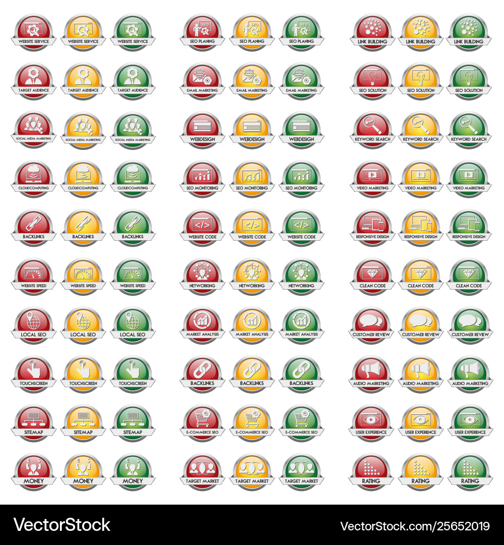 Modern button set seo sem vector image