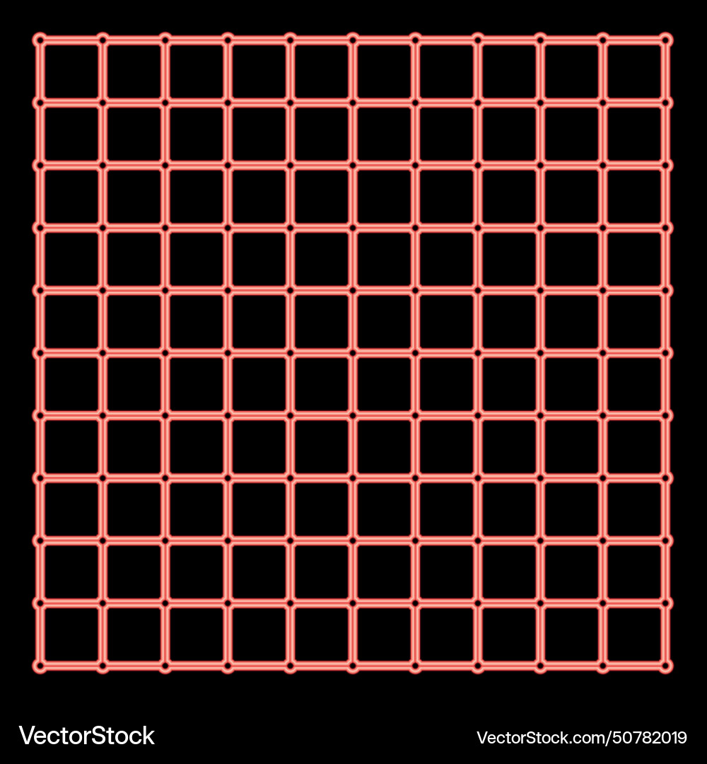 Neon square grid checkered red color image flat vector image