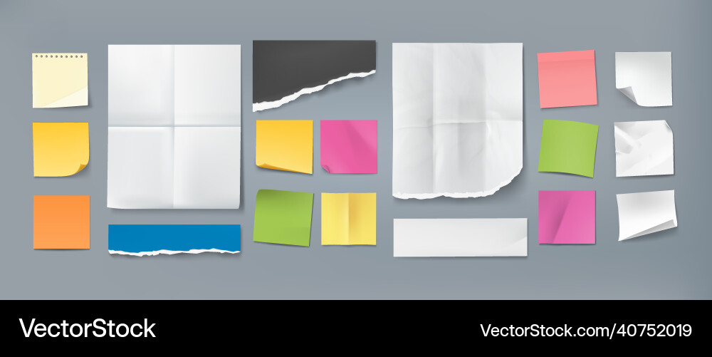 Note paper realistic blank sticky memo sheet Note paper realistic blank sticky memo sheet vector image