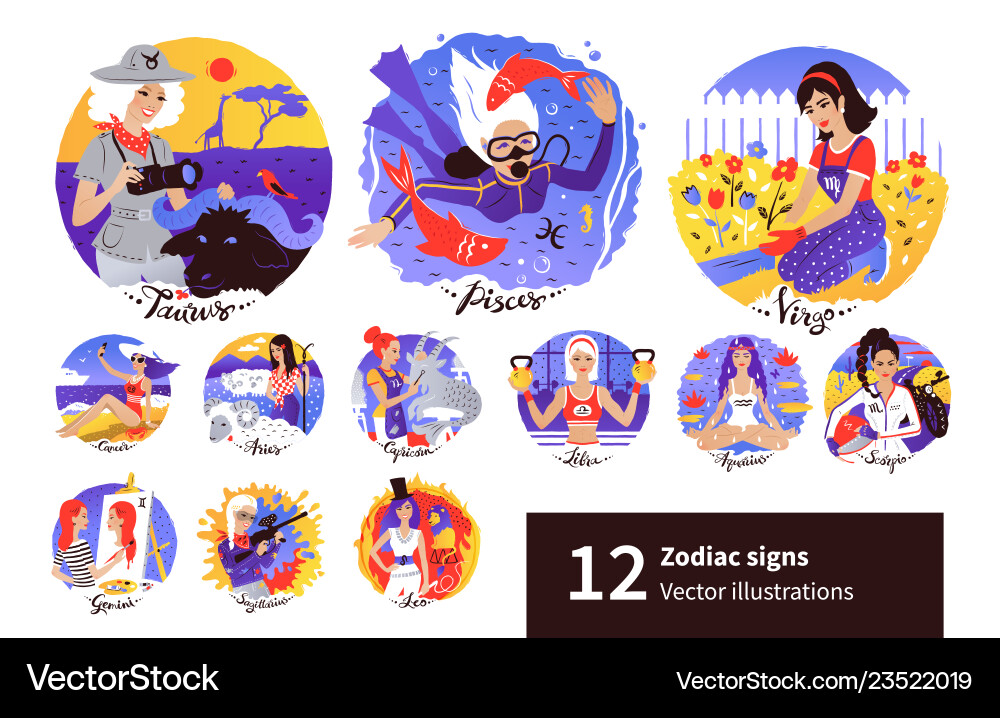 Set of zodiac signs Set of zodiac signs vector image