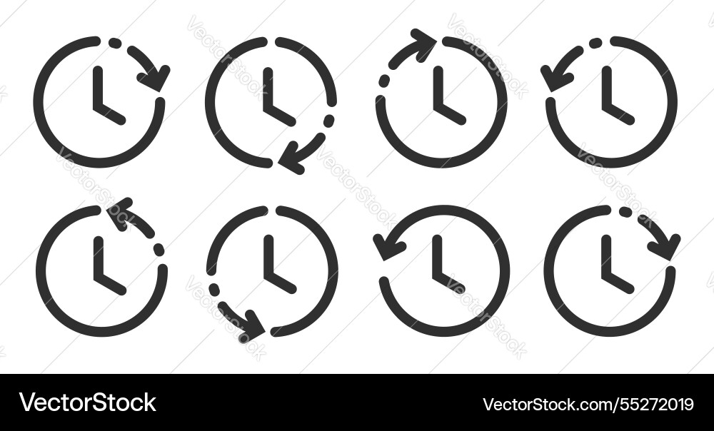 Time clock history back arrow ui interface icon Time clock history back arrow ui interface icon Vector Image