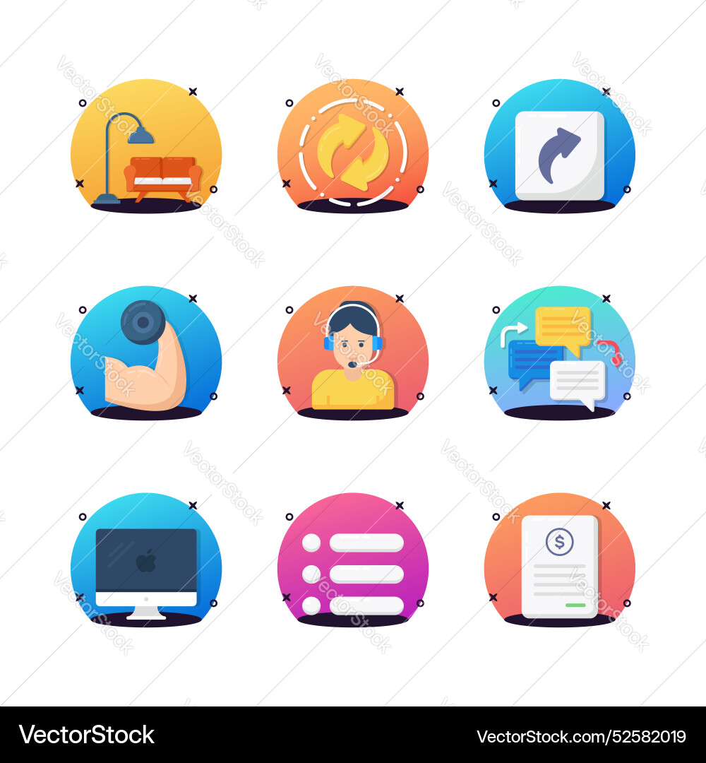 Well designed flat random icons set ready to use Vector Image