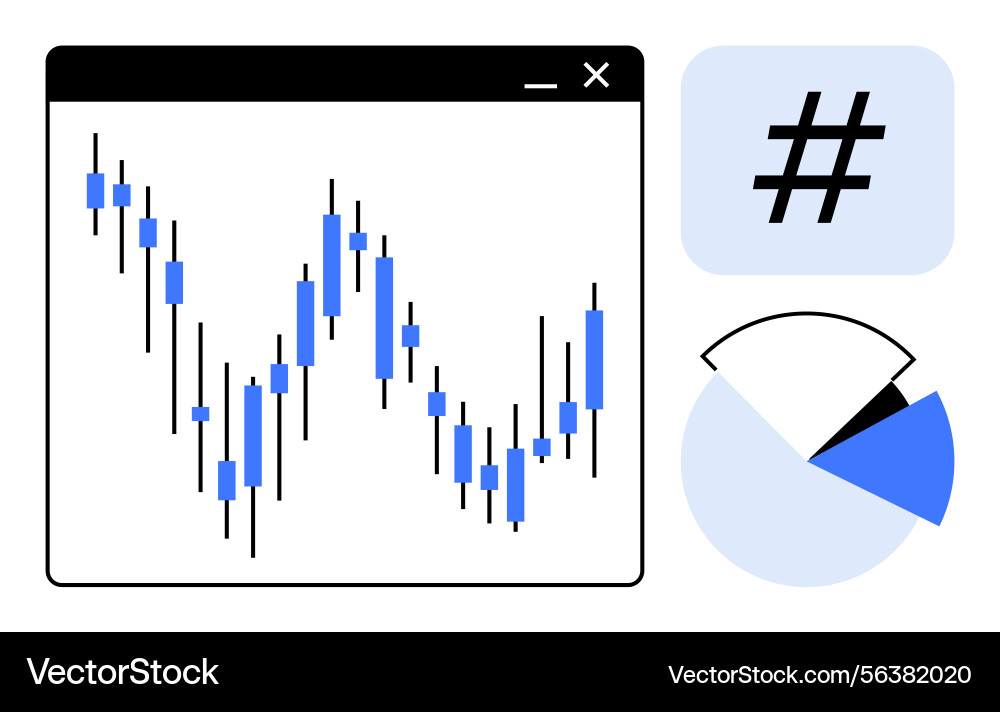 Analytics dashboard with candlestick chart pie Analytics dashboard with candlestick chart pie vector image