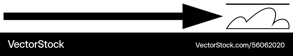 Arrow pointing towards cloud with horizontal line Arrow pointing towards cloud with horizontal line vector image