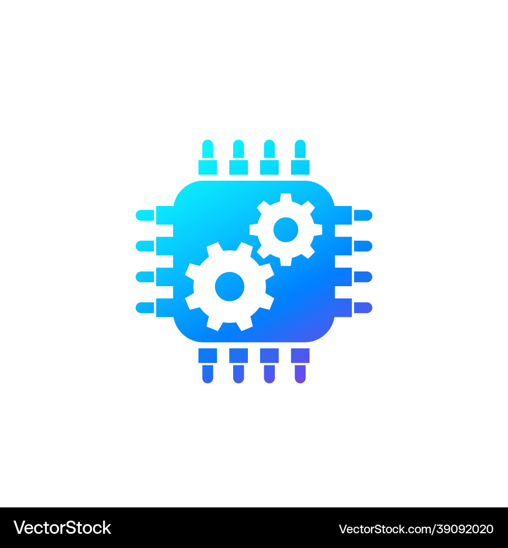 Chip microchip icon with gears Vector Image