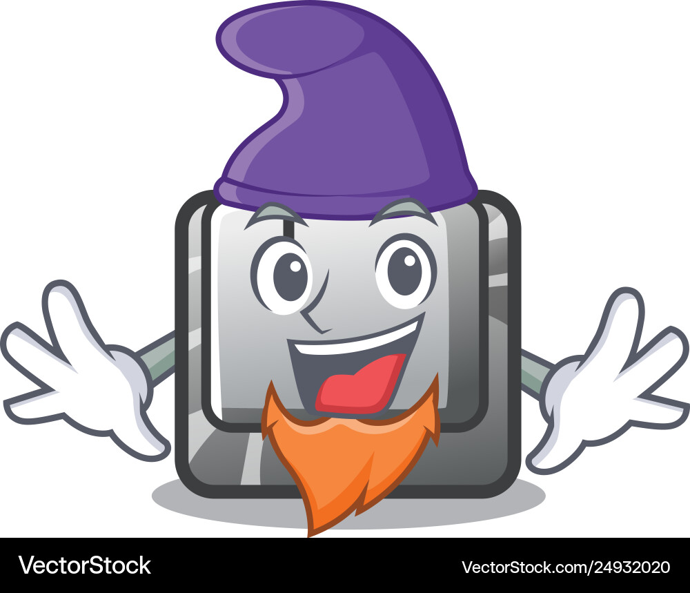 Elf button i on a keyboard mascot Elf button i on a keyboard mascot Vector Image