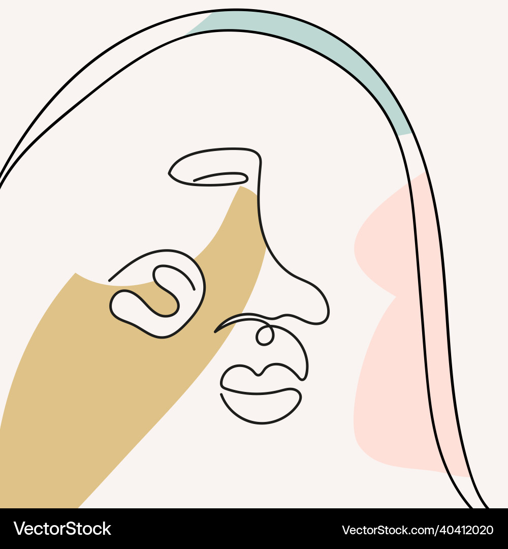 Face with abstract shapes in line art style Face with abstract shapes in line art style Vector Image