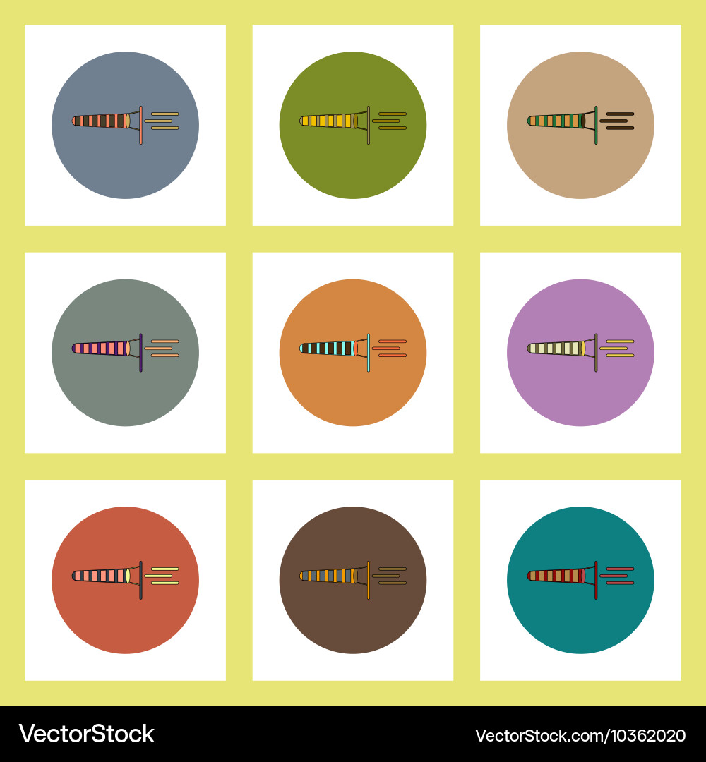 Flat icons set of storm and wind cone concept vector image