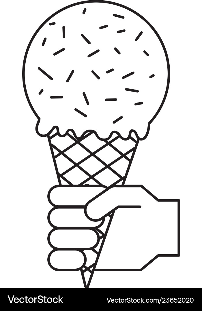 Hand with ice cream in waffle cone Vector Image
