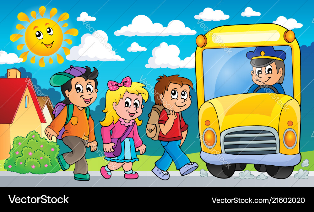 Image with school bus topic 2 Image with school bus topic 2 vector image