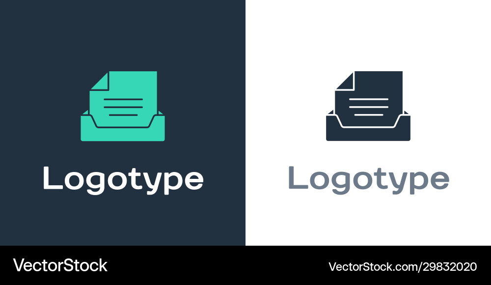 Logotype drawer with document icon isolated Vector Image