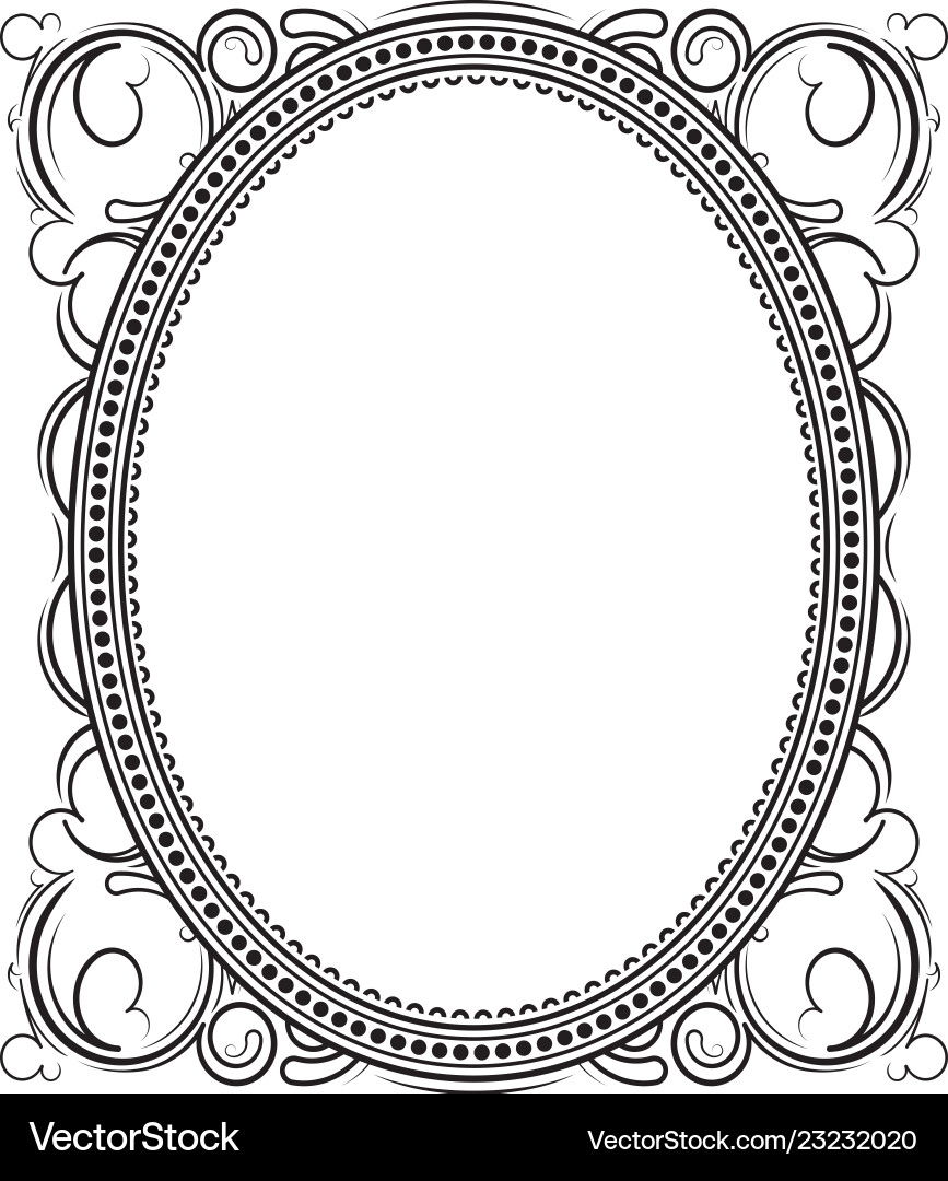 Old black oval frame with a blank space for text Vector Image