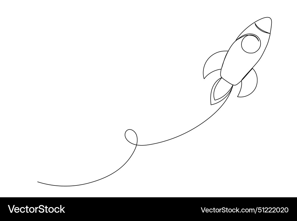 One line rocket icon spaceship isolated vector image