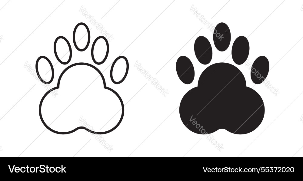 Paw icon set in thin line for web Vector Image