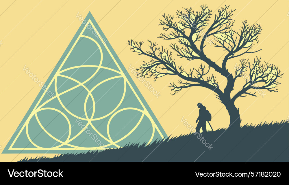 Person tree in triangle with abstract patterns Vector Image