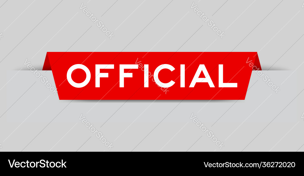 Red color inserted label with word official Red color inserted label with word official vector image