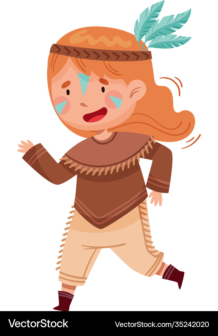 Red haired girl with indian war paint on her face Red haired girl with indian war paint on her face vector image