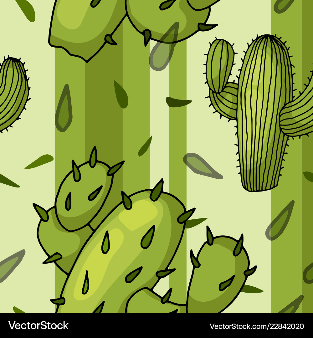 Seamless pattern with cactuses trendy vector image