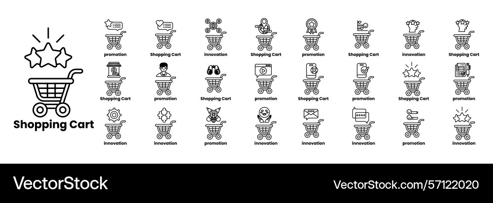 Set of in the concept carts and items line Set of in the concept carts and items line vector image