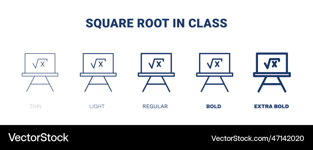 Square root in class icon thin light regular bold vector image