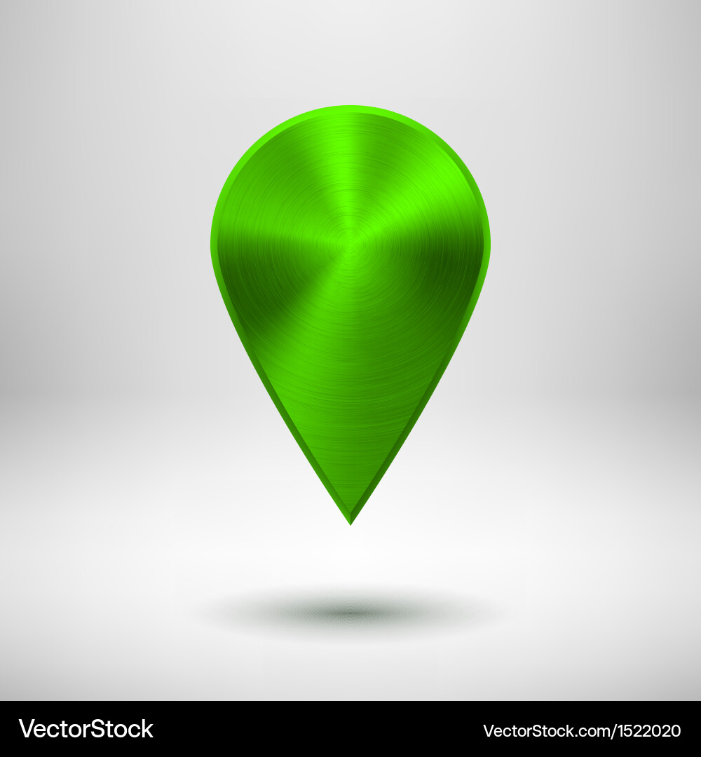 Technology pointer button with green metal texture Vector Image