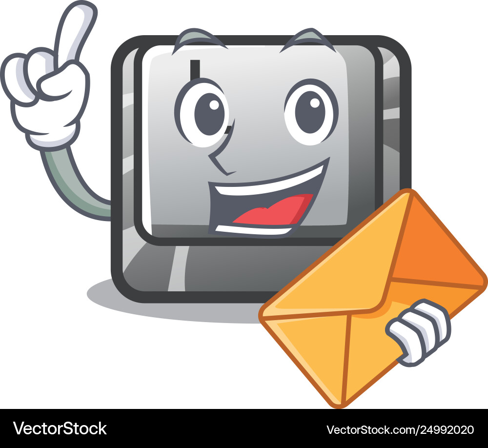 With envelope button l in mascot shape vector image