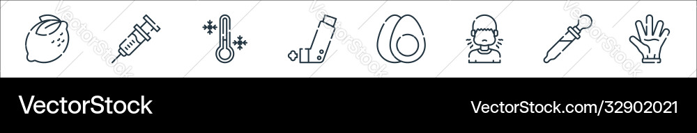 Allergies line icons linear set quality Allergies line icons linear set quality Vector Image