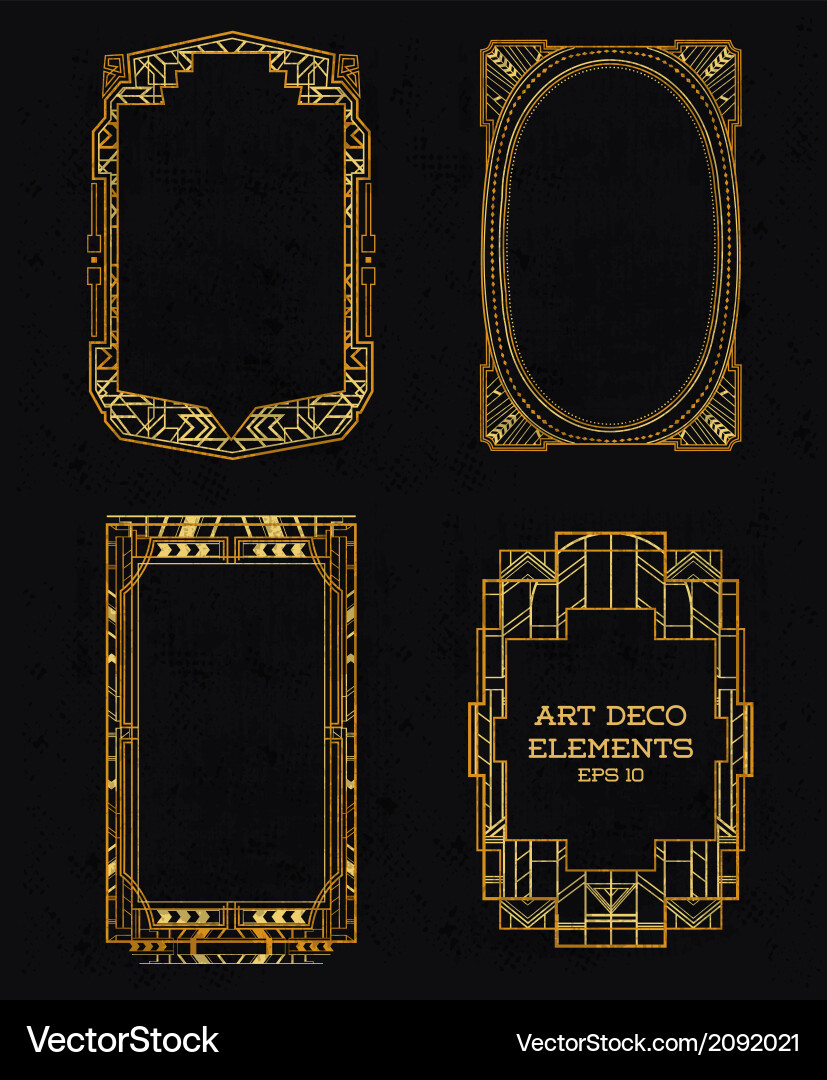 Art deco vintage frames and design elements Vector Image