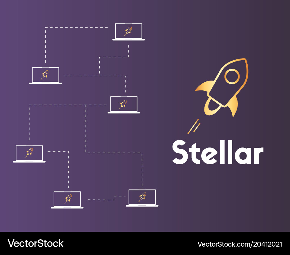 Blockchain stellar networking style background Vector Image