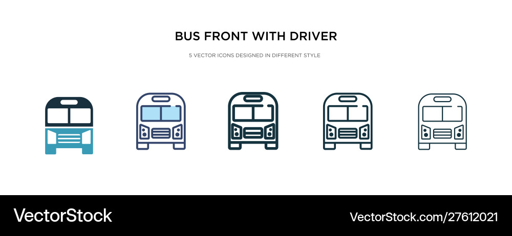 Bus front with driver icon in different style Bus front with driver icon in different style Vector Image
