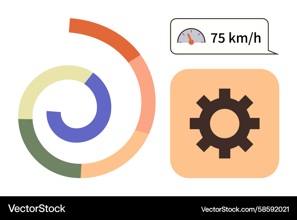 Circular progress chart speedometer and gear Circular progress chart speedometer and gear Vector Image