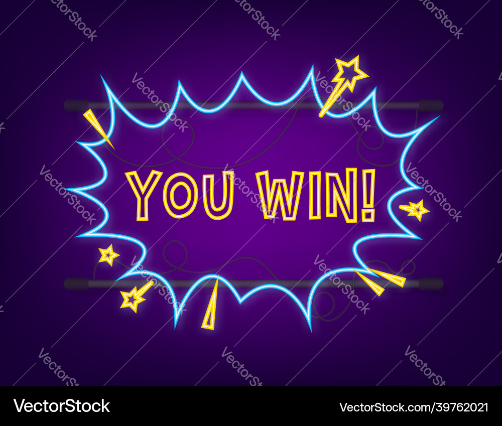 Comic Sprachblasen mit Text gewinnen Sie Neon-Symbol Comic Sprachblasen mit Text gewinnen Sie Neon-Symbol vektorbild