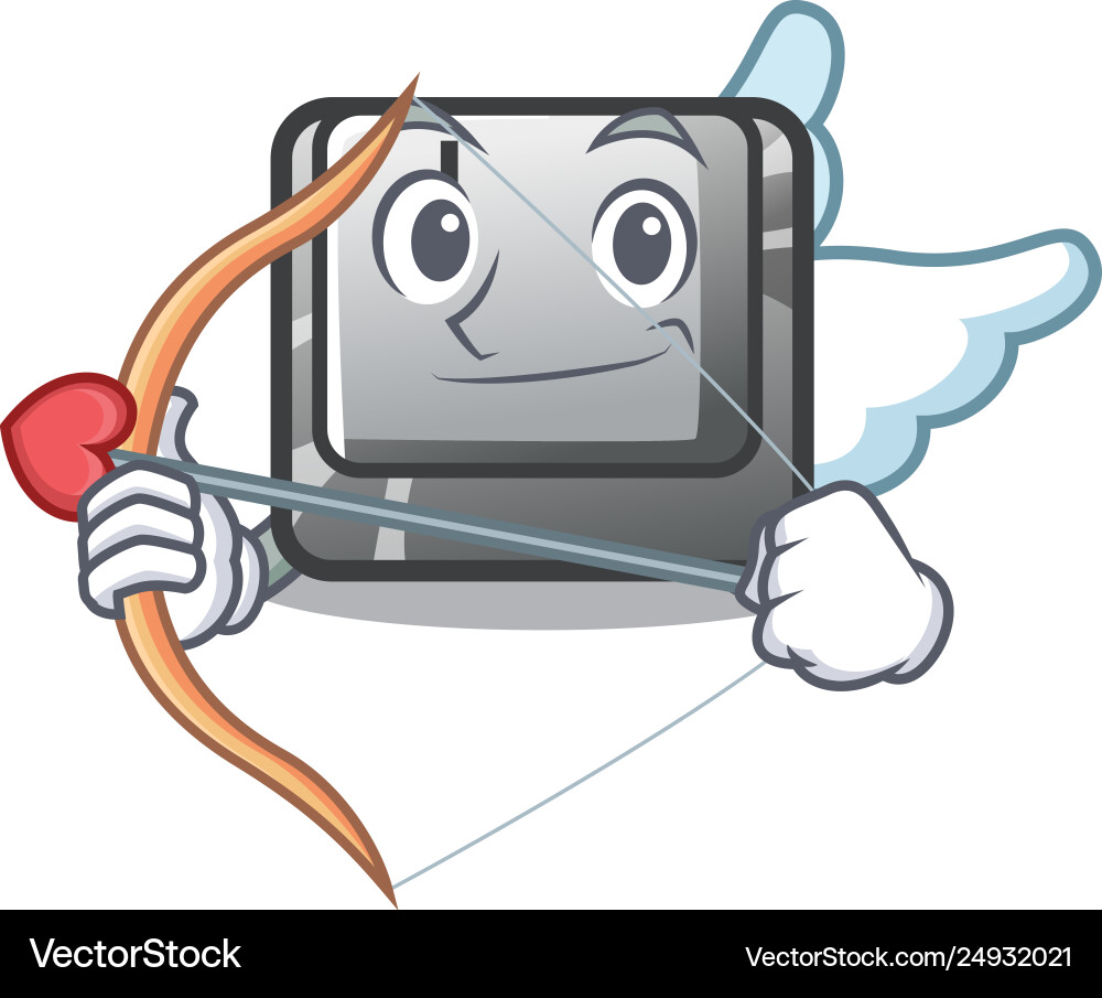 Cupid button i on a keyboard mascot Cupid button i on a keyboard mascot vector image