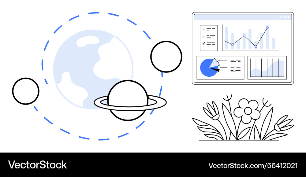 Data analysis and natural elements within a space Data analysis and natural elements within a space vector image