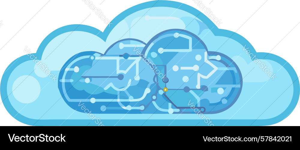Digital cloud infrastructure circuit board vector image