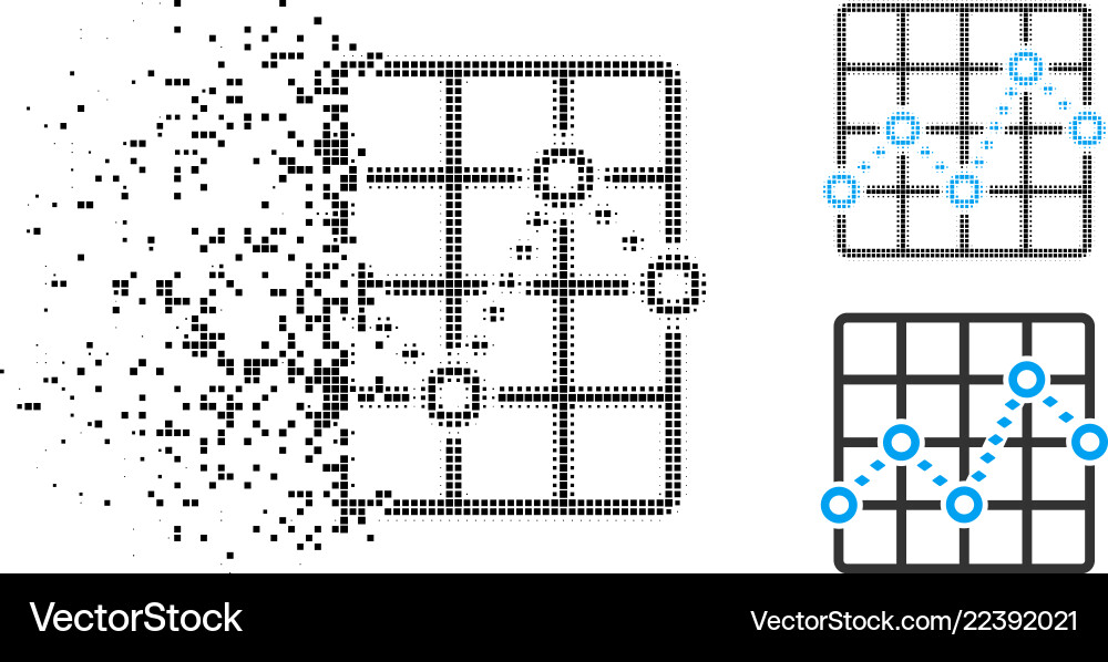 Dust pixel halftone dotted line grid plot icon Dust pixel halftone dotted line grid plot icon vector image
