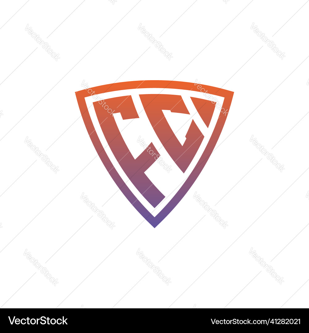 Fc logo shield monogram gradient style design Fc logo shield monogram gradient style design Vector Image