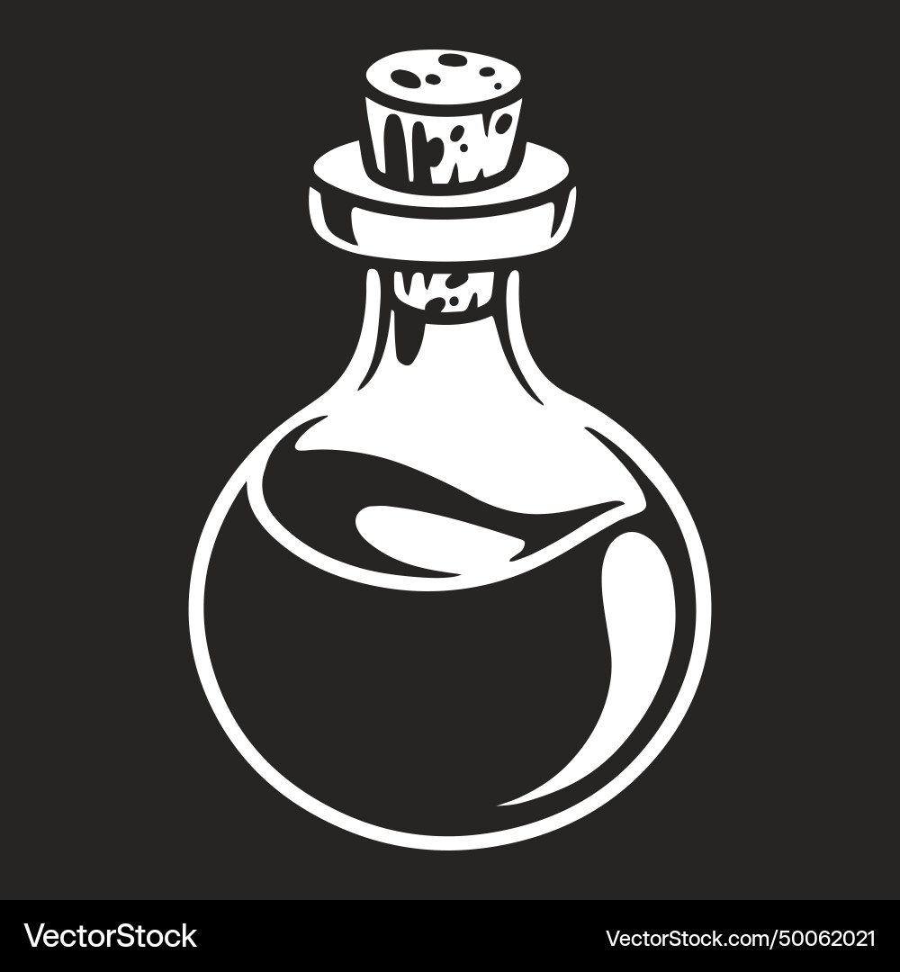 Flask with potion logotype monochrome Flask with potion logotype monochrome vector image