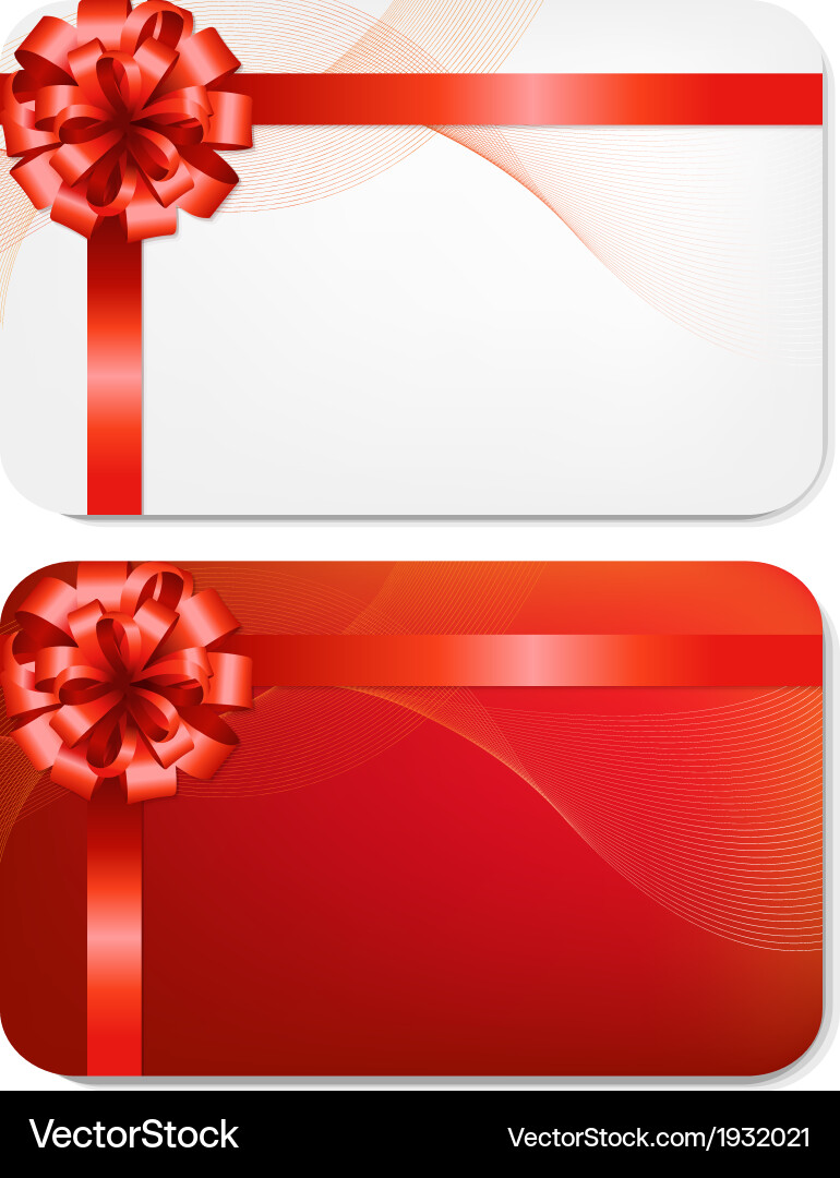 Gift card with red bow Royalty Free Vector Image