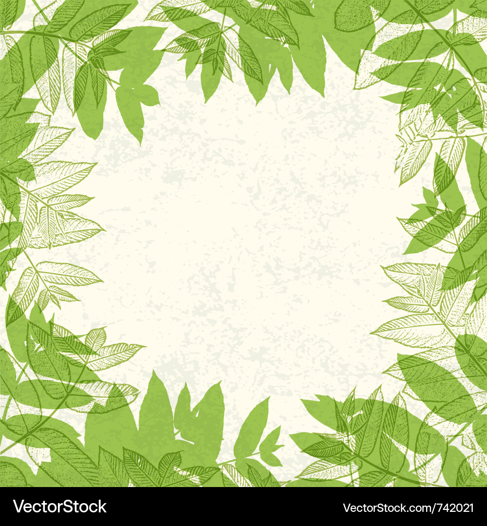 Green Leaf Frame Border Vector Image