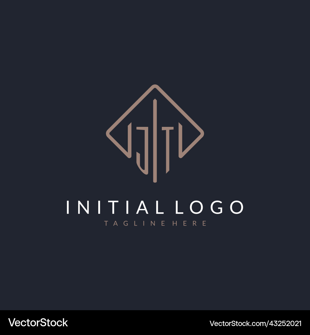 Jt initial logo with curved rectangle style design Jt initial logo with curved rectangle style design Vector Image