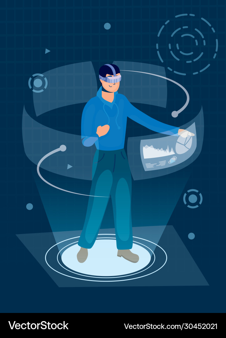 Man using augmented reality technology vector image