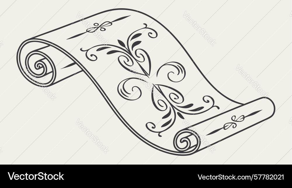 Old scroll with ornate details ancient document Vector Image