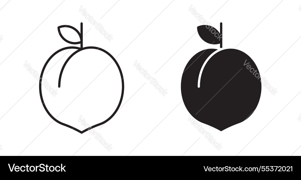 Peach icon set in thin line for web Vector Image