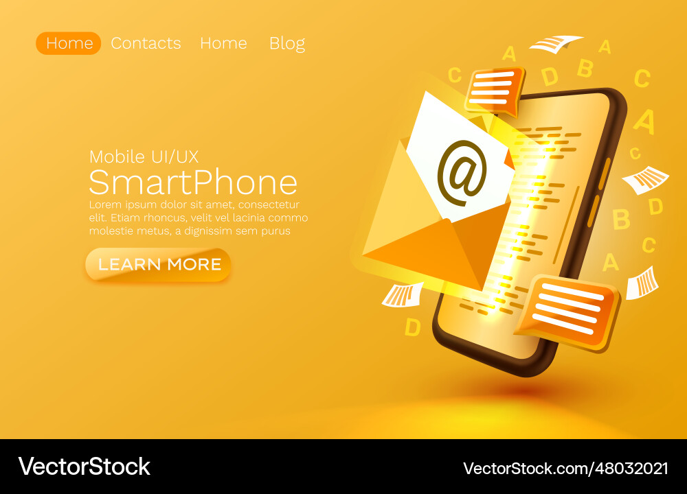 Send an email message smartphone mobile screen vector image