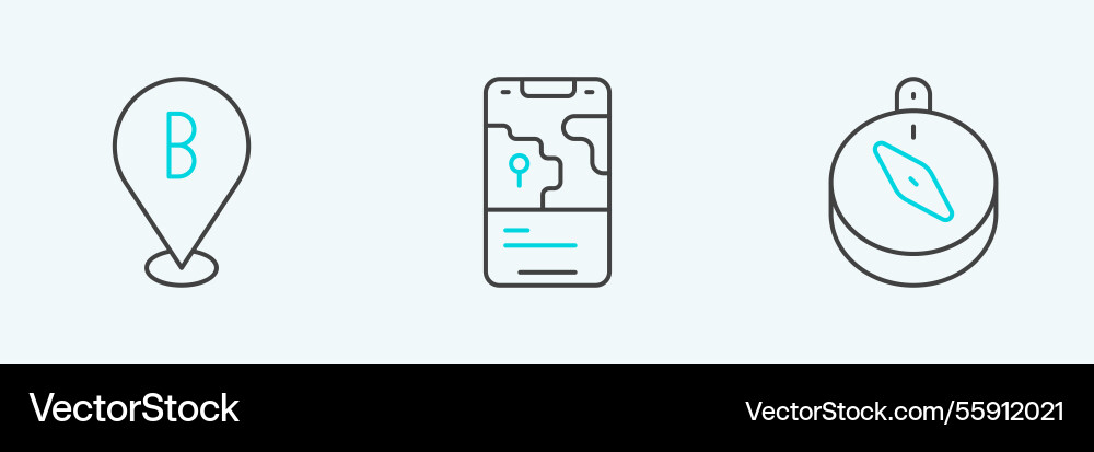 Set line compass location and city map navigation Set line compass location and city map navigation vector image