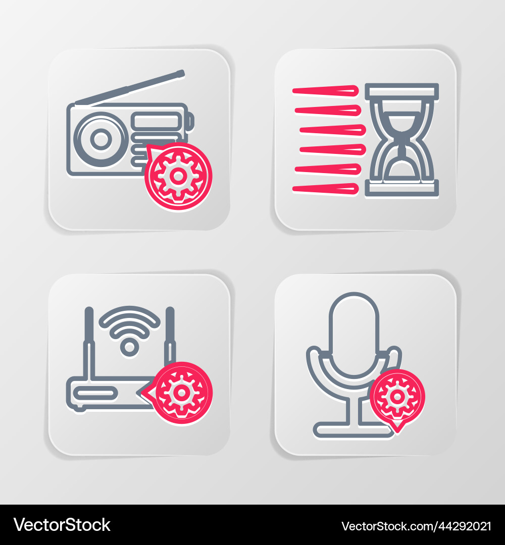 Set line microphone setting router and wi-fi old Set line microphone setting router and wi-fi old vector image